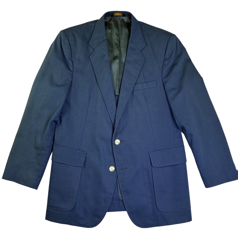 Haggar Magic Stretch Mens Blazer Navy Blue Two Button Sport Coat Size 42
